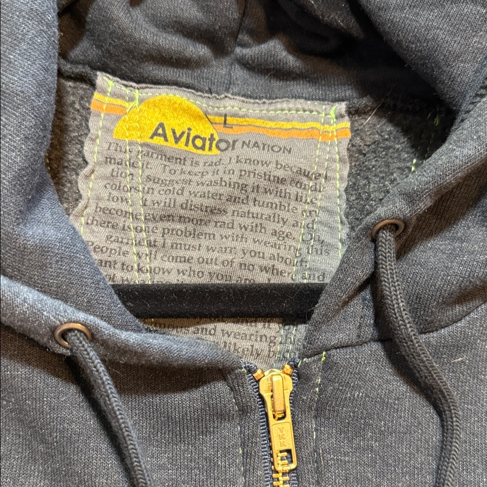 RARE Aviator Nation Sunburst Full‎ Zip Hoodie Charcoal Unisex Large - Picture 5 of 7